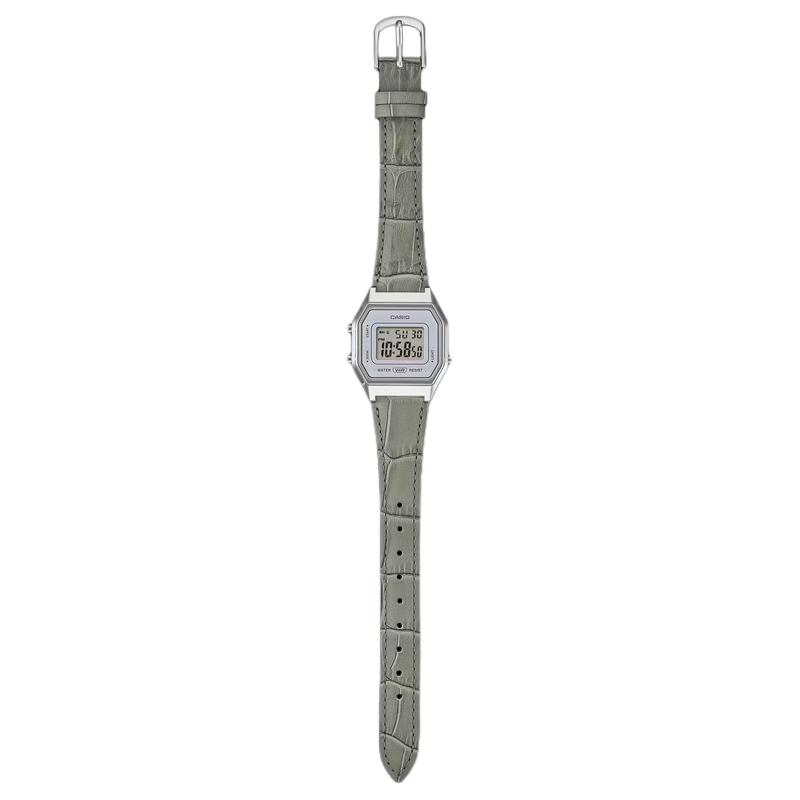CASIO VINTAGE series calendar hourly time alarm clock Quartz leather strap women s watch gray dial LA680WEL-8A2 серый