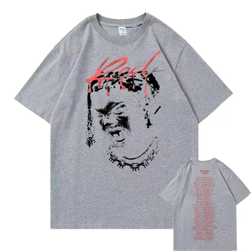 Rapper Playboi Carti New Album Whole Lotta Red Graphic Logo Tshirt Streetwear Mens Hip Hop T Shirt Men Women Fashion T-shirts