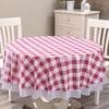 Pastoral Style PVC Tablecloth Printed Design Lace Hem Waterproof Tablecloth Oil Resistant Flower Pattern Round Table Cover