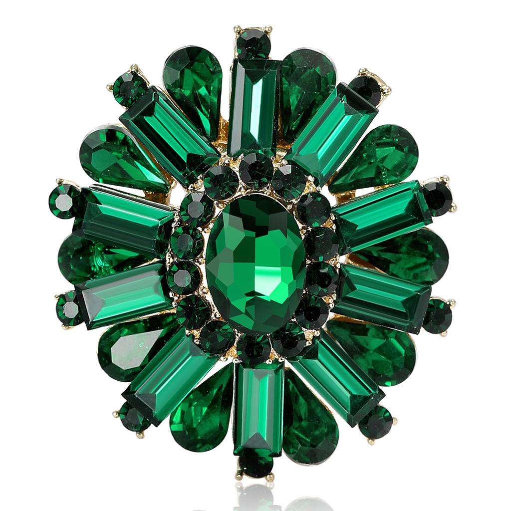 Vintage Crystal Flower Brooch for Women Unisex Rhinestone Pins Casual Party Accessories Gifts