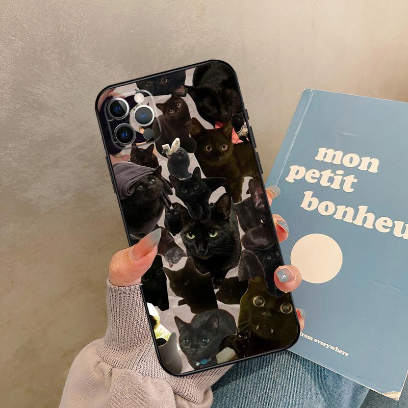 funny Cute Kitty Cat Aesthetic Case For iPhone 17 Air 16 15 14 13 11 12 Pro Max 13 mini XR 15 16 Plus 16e Back Cover Shell