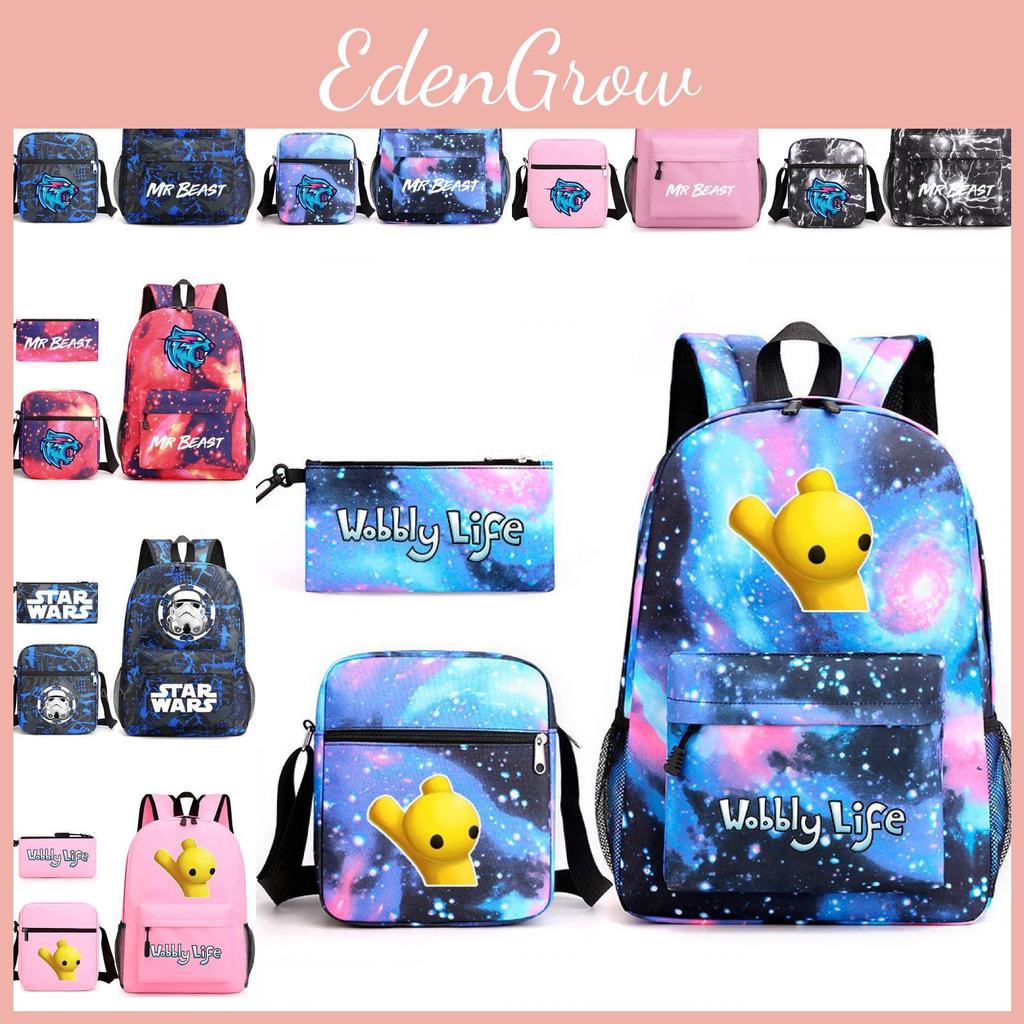 Brawl Stars School Bag Backpack Three Piece Set Cartoon Storage Bags Gift Kids