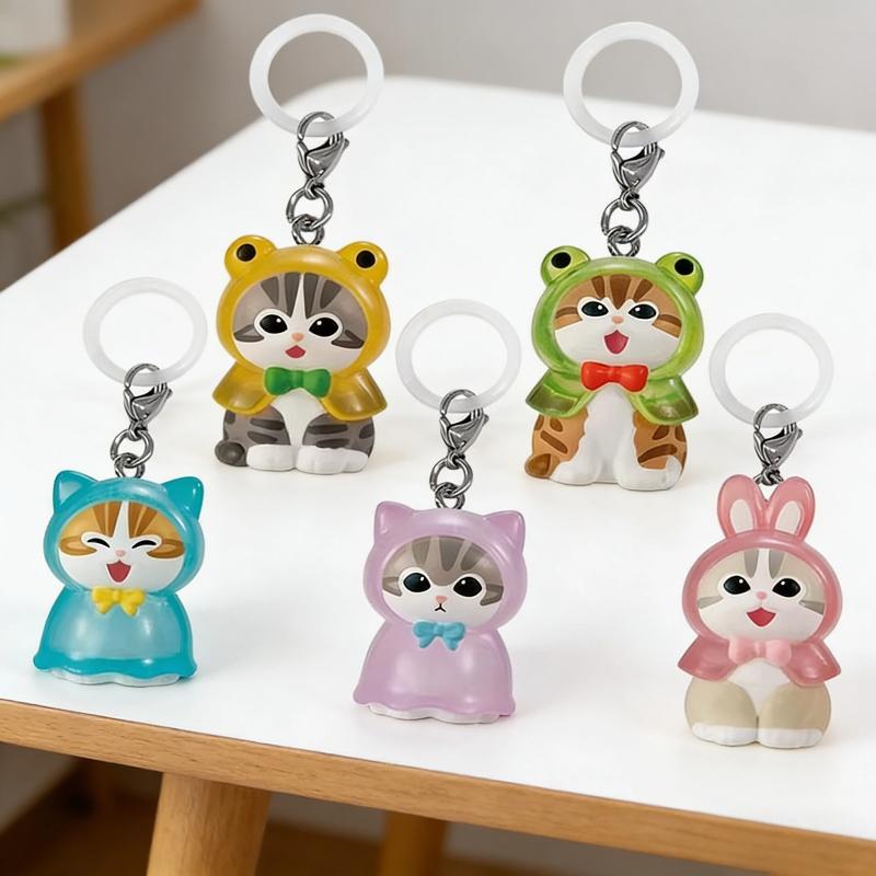 In Stock Mofusand Shark Cat Raincoat Design Series Kawaii Small Action Figurine Keychain Backpack Pendant Birthday Gifts