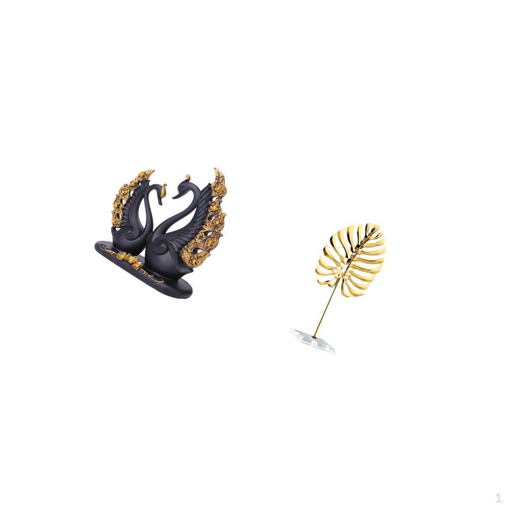 Swan Figurine Resin Metal Art Sculpture European Animal Statue Abstract Ornament for Entrance Desk