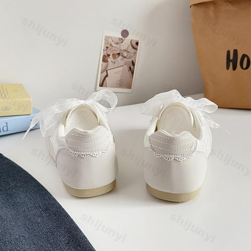 Fashion Women Ballet Flat Shoes 2025 Retro Lace Leisure Shoes Comfortable Non Slip Soft Soled Outdoor Sports Shoes Flats Zapatos Mujer