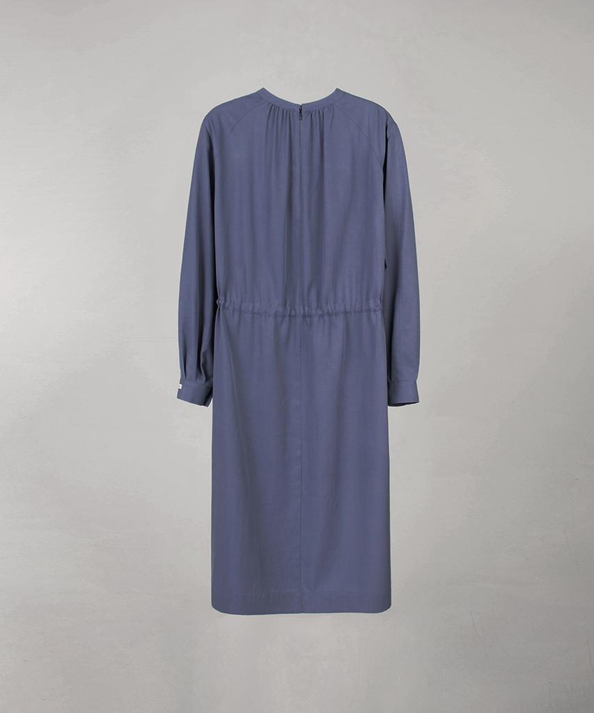 Obeodyupeulleeo Half Neck Shirring Dress_Vintage Blue