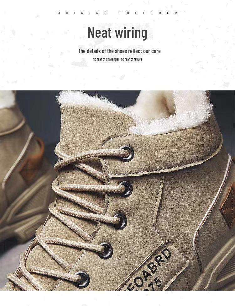 Winterstiefel aus Samt für Herren, hohe Stiefel, warm, dick, koreanischer Stil, All-Match, kurze Arbeitsstiefel aus Baumwolle