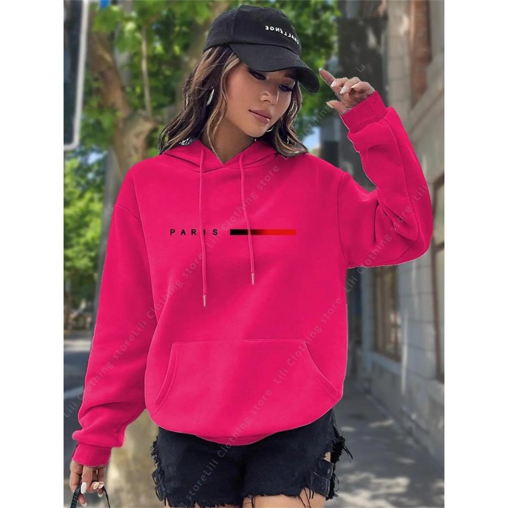 PARIS Hot Selling Hoodies for Women Tops Fashion Aesthetic Sweatshirt Y2k Street Clothing Pink Black Pullover Woman Hoody S-3XL