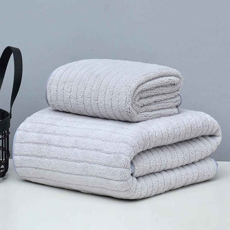 Ribbed Coral Fleece Towel - Soft, Absorbent, Lint-Free Bath/Face Towel for Couples