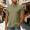 Men's Henley Neck Short Sleeve Shirt Casual Button Down Lightweight Breathable Cotton T Shirt for Everyday Wear