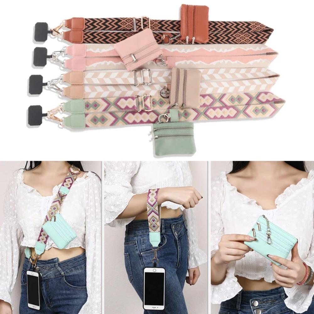 Adjustable Phone Strap With Zippered Pouch Fashion Mobile Phone Lanyard Crossbody With Wallet Phone Sleeve Accessories Pendant