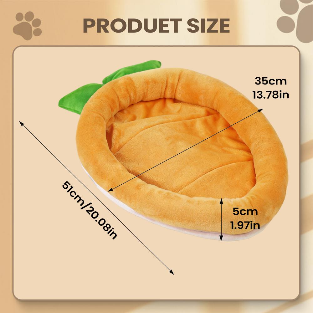 Carrot Shape Sleeping Mat Bunny Bed Soft Warm Rabbits Bed Carrot Shape for Pet Chinchilla Guinea Hedgehog Indoor Outdoor Couch