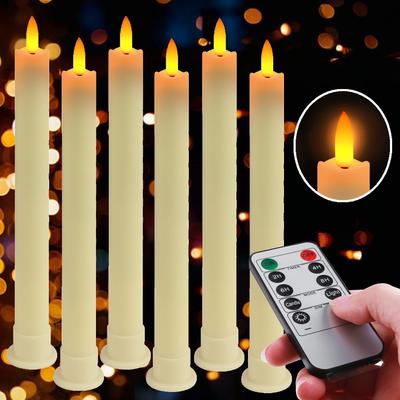 Flackernde LED-Stumpenkerzen mit Timer, Fernbedienung & Halterungen 23,5 cm Batteriebetrieben LED-Fensterkerzen 3D-Docht Kerzenständer