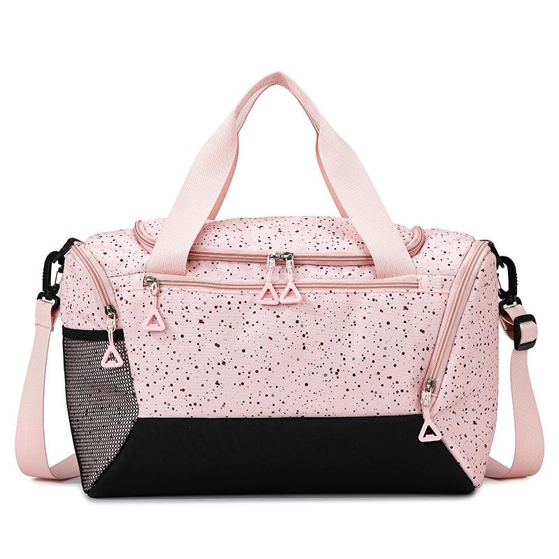 

Women s Sport Duffel Bag Large Capacity Gym Tote with Mesh Pocket and Multiple Zippers рожевий