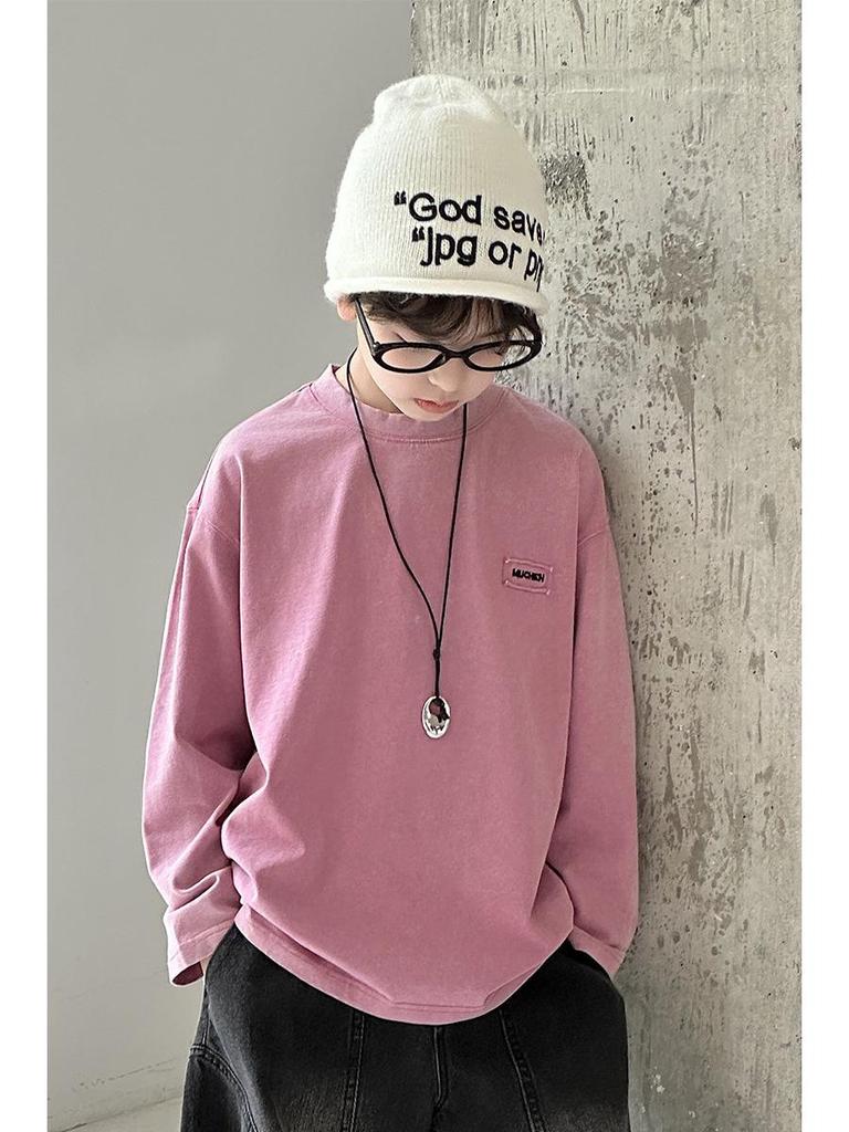 Children's Autumn 2025 Korean-Style Long-Sleeve Letter Pullover for Boys & Girls