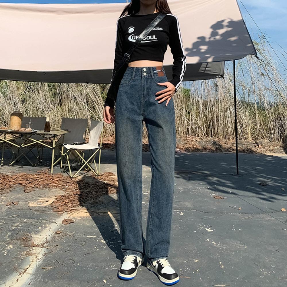 

Commuter retro wide-leg jeans women s 2025 autumn and winter high-waisted drape loose and thin floor-mopping jeans 2XL