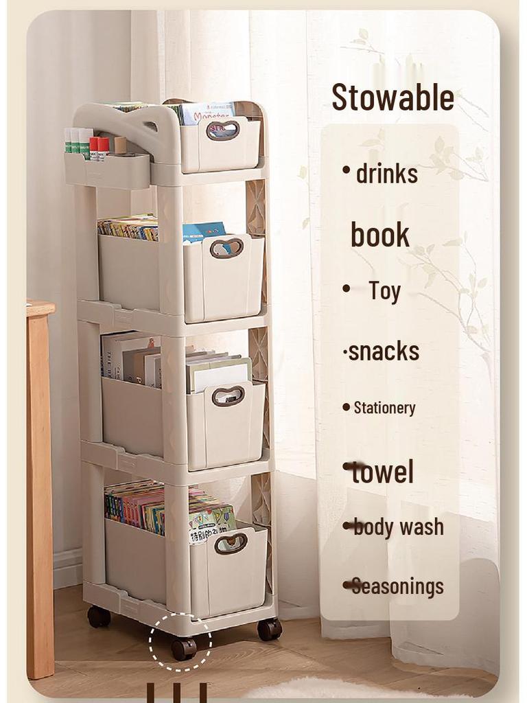 Compact Movable Backpack & Book Storage Trolley with Multi-layer Design for Under-table Use