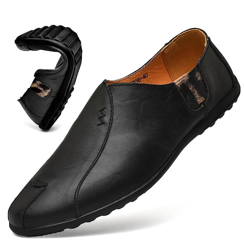 

Men Genuine Leather Casual Shoes Male Office Business Work Leather Shoes Men Driving Shoes Male Loafers Zapatos De Cuero S38-47 38 чёрный