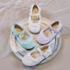 Girls' Glossy Princess Crystal Shoes with Lace Trim - 2025 Spring/Autumn Collection