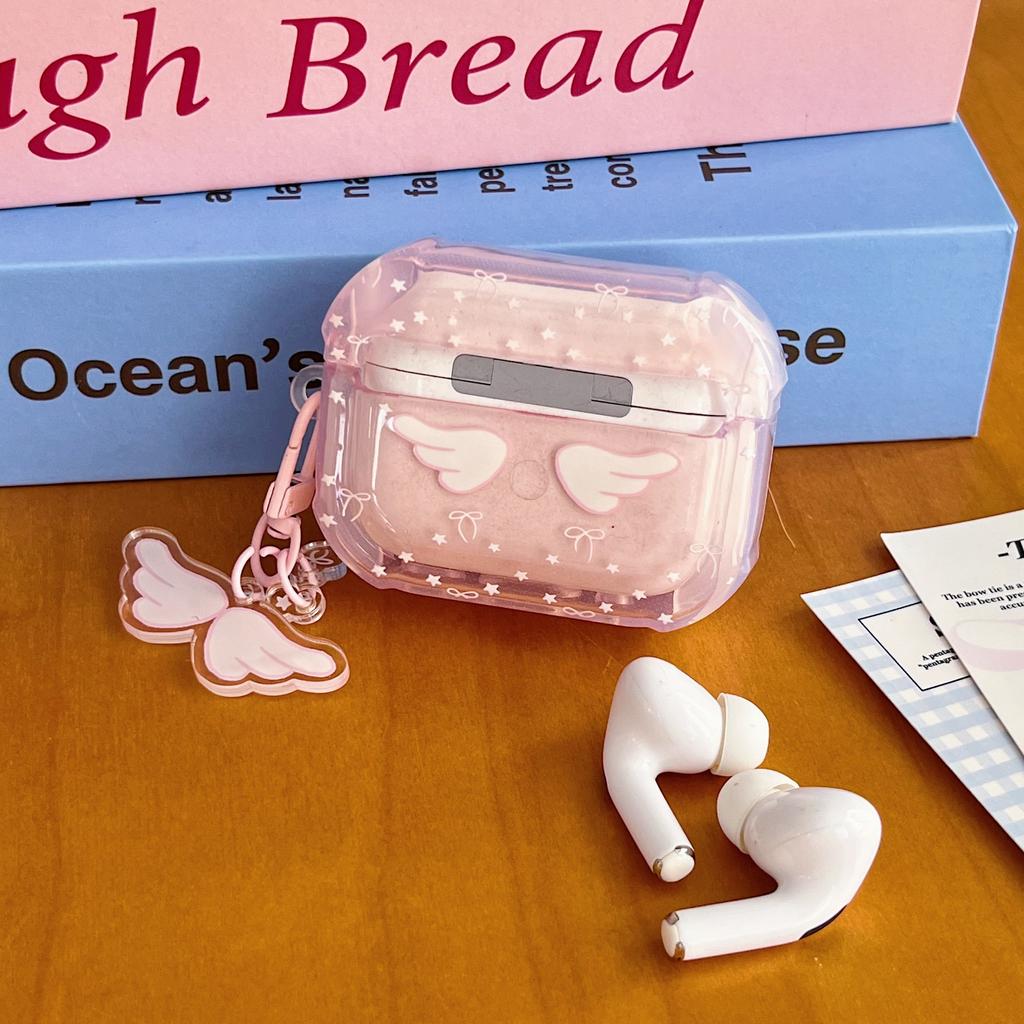 3D Wings Angel Pendant Imd Earphone Case Cute Love Cartoon Wireless Bluetooth Charging Box for Apple Airpods 1 2 3 4 Pro 2nd