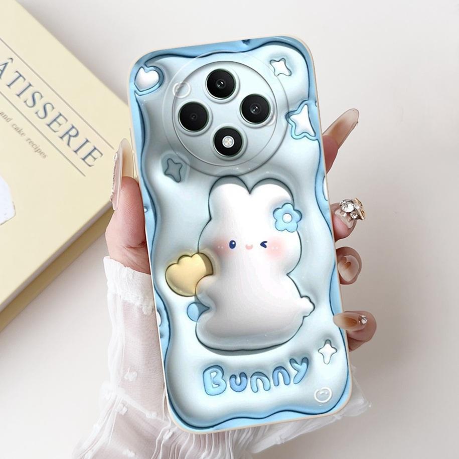 For OPPO Reno 12F 5G Case CPH2637 Lovely Panda Rabbit Liquid Silicone Durable Back Cover For OPPO Reno12F Reno12 FS F27 5G Coque