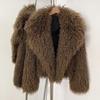 Winter Faux Fur Imitation Tan Lammfell Kurzer Mantel