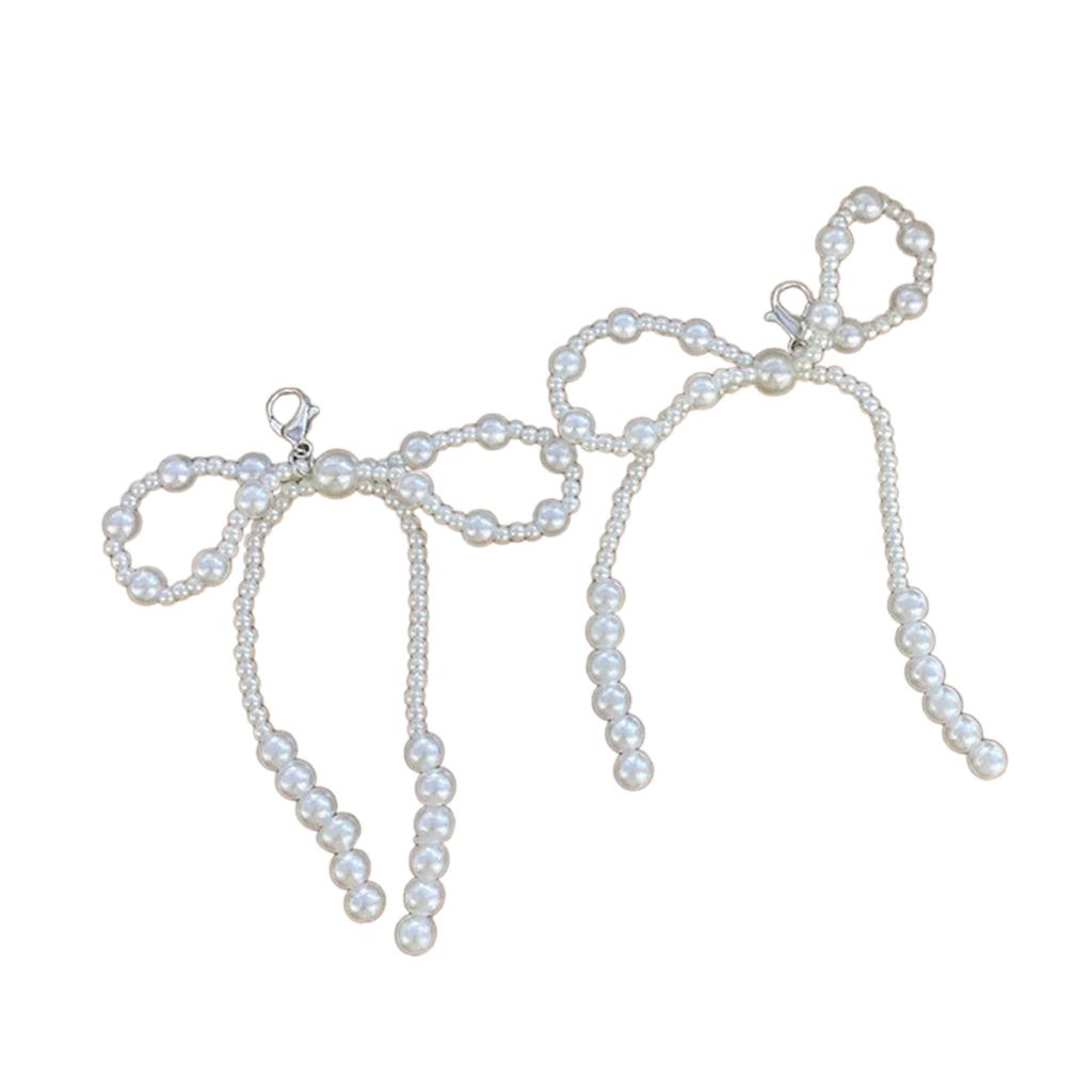 1 Pair Lovely Bowknot Phone Pendant Beaded Keyrings Bag Accessory Elegant Bag Ornament Shoe Pendant for Any Occasion