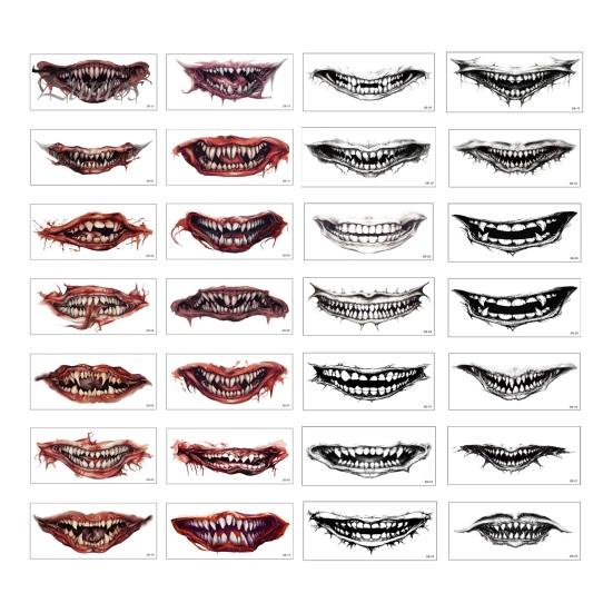 

2/5/10/20 шт. Хэллоуин жуткие татуировки рот наклейки шрам татуировки лицо водонепроницаемые временные татуировки вечеринка боди-арт DIY макияж наклейка 2pcs