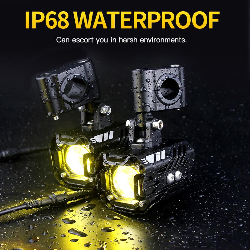1set Motorcycle Led Spotlight 18000LM 12v Electric Vehicle Auxiliary Far And Near Light Tangent Light Fog Lights Flashing Lens