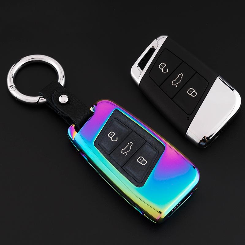 Genuine Leather Key Case for Volkswagen Magotan B8 17 Models - Unisex Metal Protective Shell