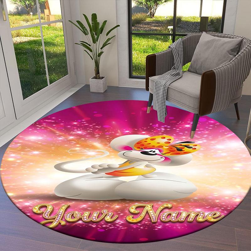 Diddl Custom Name Round Area Rug,Carpet Rug for Living Room Bedroom Sofa Playroom Decor,Non-slip Floor Mat