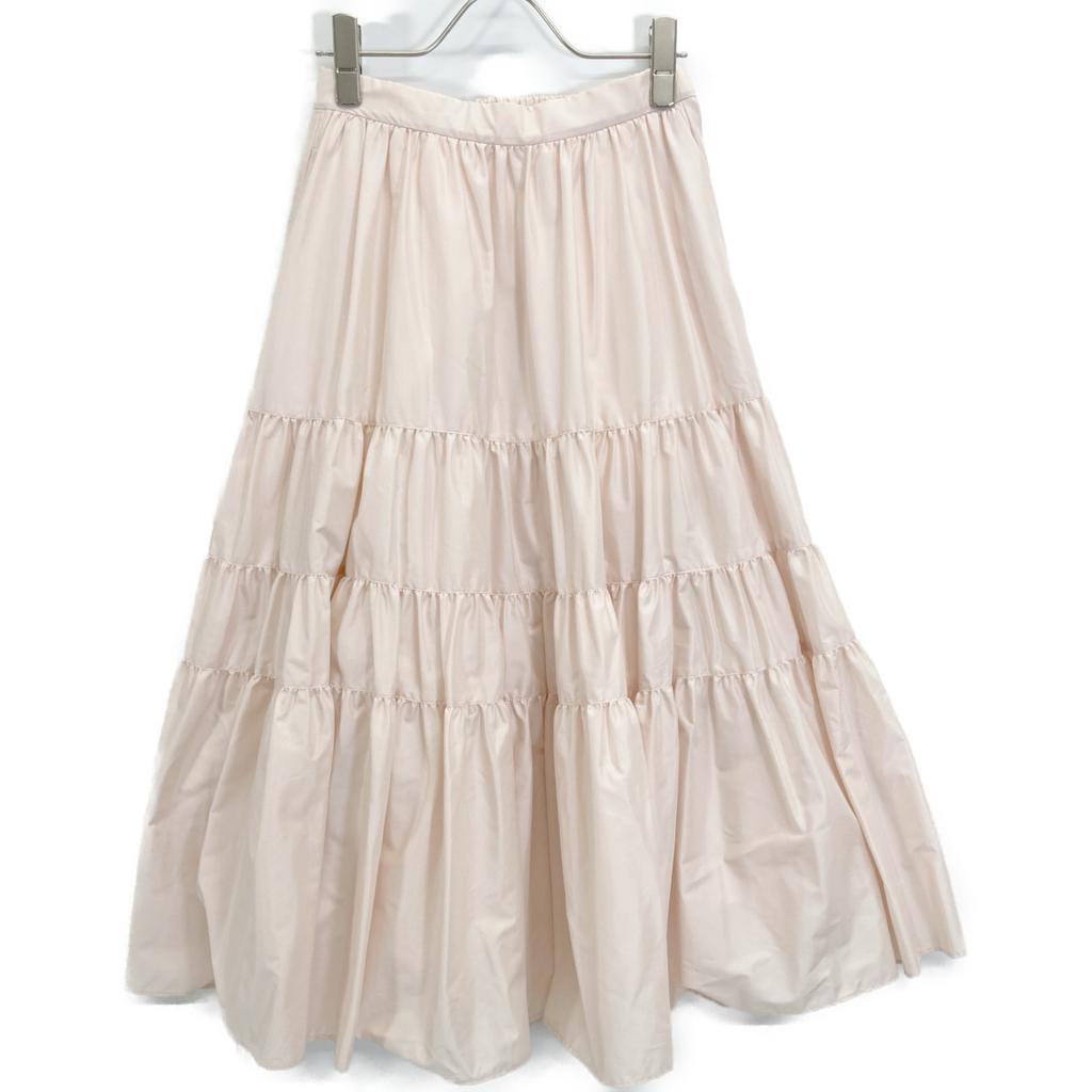 SEVEN TEN by MIHO KAWAHITO 6S306 Beige Pink Taffeta Tiered Skirt skirt S Beige pinkUsed