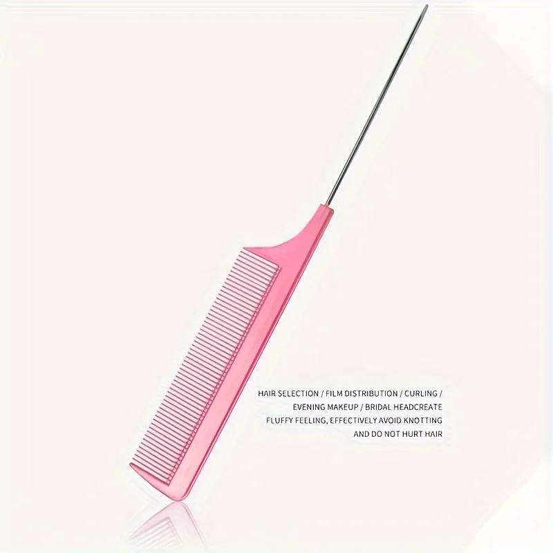 Precision Mouse Tail Comb - Fine Toothed Smooth Hair Comb with Stainless Steel Needles and Metal Comb - Durable and Fashionable