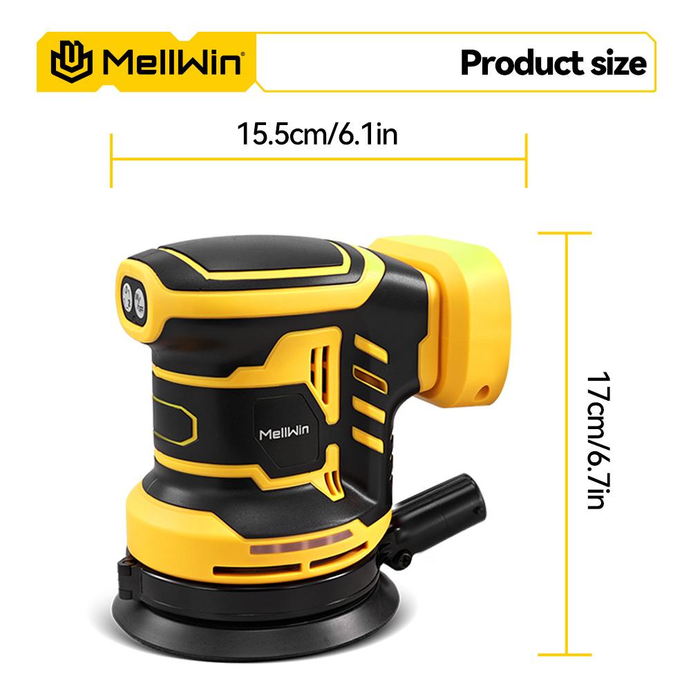 MELLWIN Cordless Electric Orbital Sander 3 Speeds Adjustable Woodworking Sanding Polishing Machine For Makita 18V Battery Pin