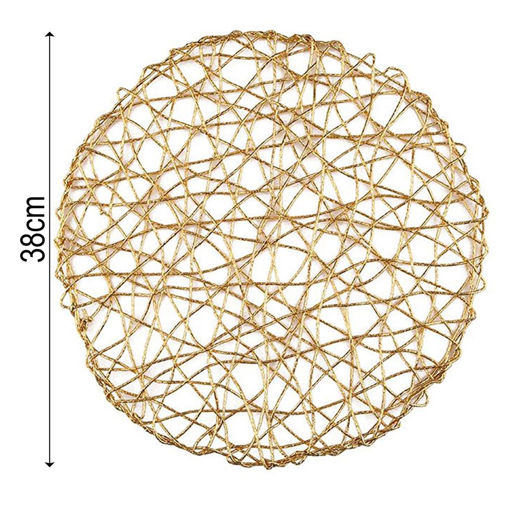Venkovská tabulka Dutá podložka Kulatá tkaná jídelní podložka Podložky Nádobí Podtácek pod šálek Zlatá Stříbrná 38CM