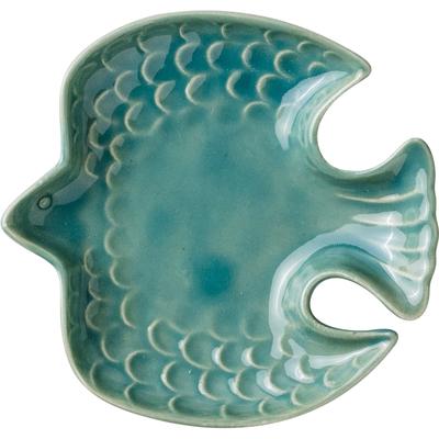 Minoru Pottery Mino Ware Dinky 120 Tri-shaped Plate Sea Color (Miiro)