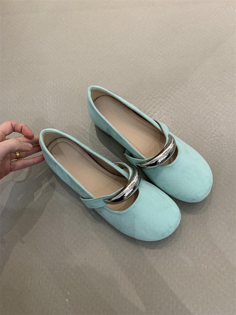 Gentle fairy wind ballet single shoes French evening wind metal buckle with skirt inner height increase Mary Jane shoes