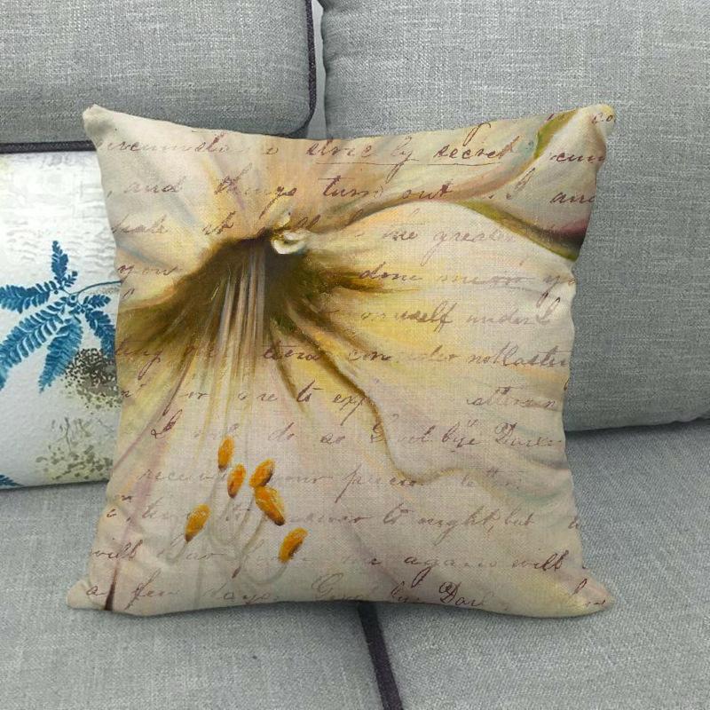 Colored Flowers In An Oil Painting Digital Printing Short Plush Pillow Covers For Car Sofa Office Cushion Cover Home Goods