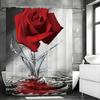 Rose Splash Shower Curtain, Bathroom Decorative Shower Curtain, Waterproof Shower Curtain with Hooks