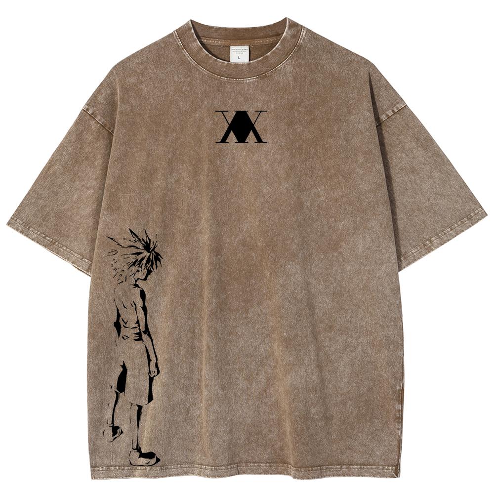 

Аниме HUNTER×HUNTER Киллуа Золдик Графическая футболка Мужская Винтажная Выстиранная Футболка Манга Хлопковая футболка Харадзюку Мужские Топы Оверсайз XXL коричневый