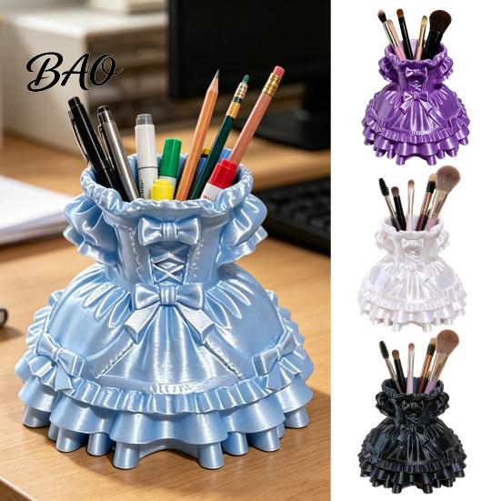 Handmade Pen Holder 3D Printed Dress Shape Holder, Cute Desk Organizer for Makeup Brushes Stationery, Creative Home Office Decor Teacher Gift