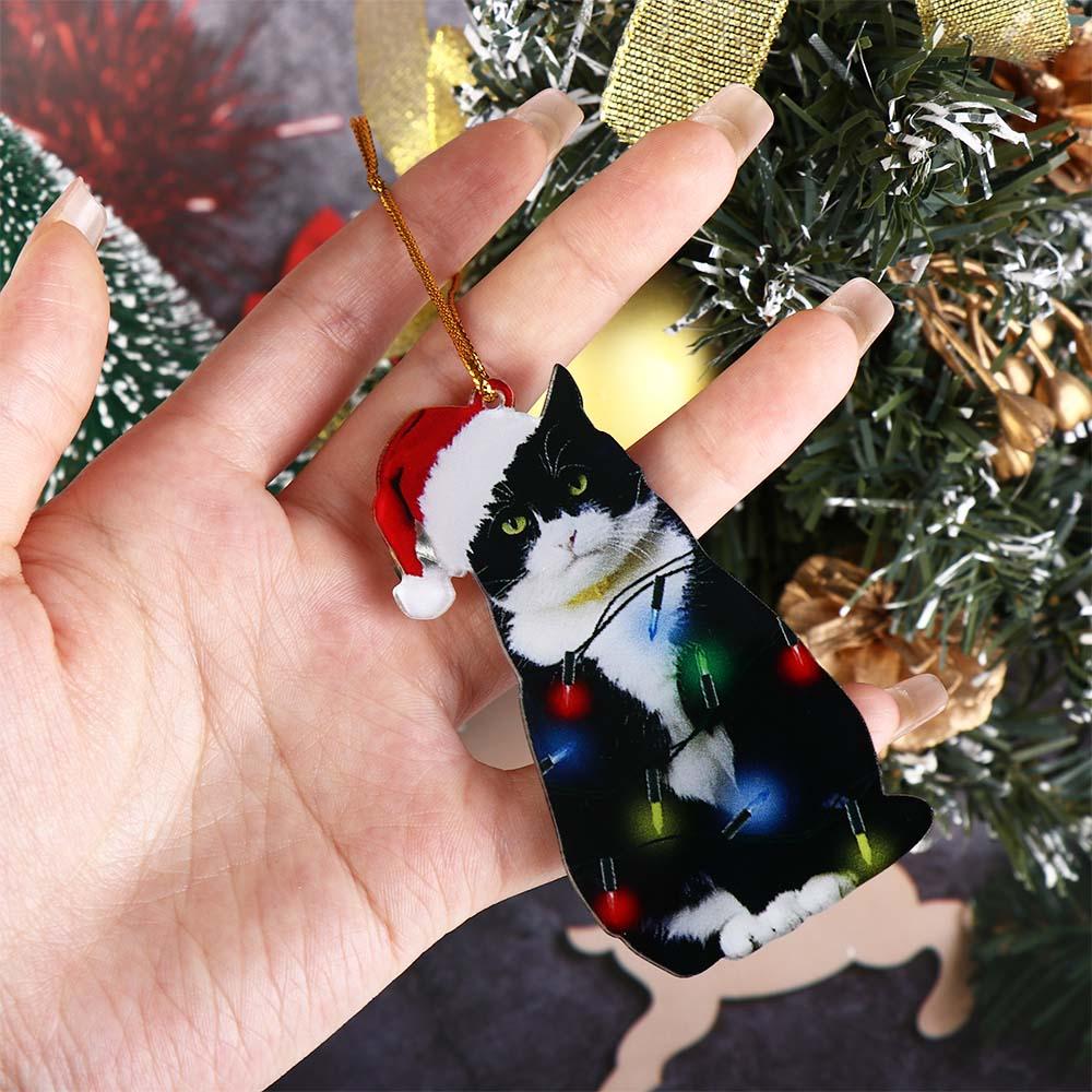 Black Black Cat Ornament Acrylic Craft Xmas Tree Pendant  Christmas Party
