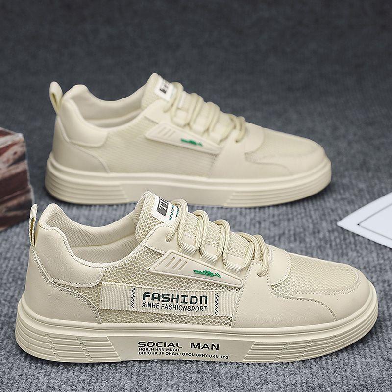 

Летние мужские туфли из тонкой сетки, спортивные и повседневные белые туфли, туфли с защитой от запаха, легкие и модные туфли на мягкой подошве 44 бежевый