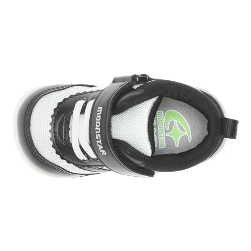 Moonstar Baby Shoes, High-Top, Sizes 13-18cm, 0.5cm Wide, for Boys and Girls, Black/White, 14.5cm, 2E
