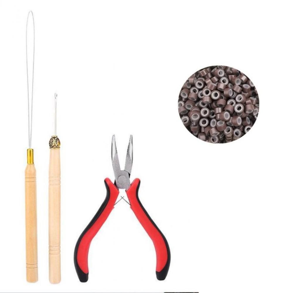 Hook Needle Hair Extensions Tools Kit Pulling Needle Micro Beads Plier  for Hair Extensions