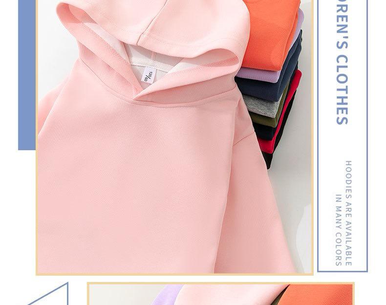 Kids' Fleece-Lined Autumn/Winter Hoodie - Solid Color, Loose Fit Pullover Jacket