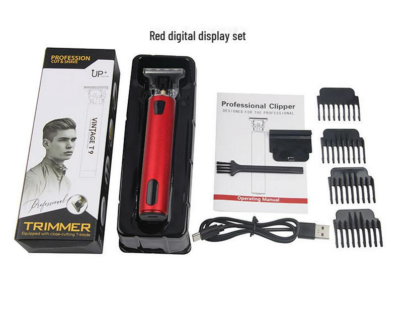 Rechargeable LED Hair Clipper: Self-Use Electric Shaver for Haircuts and Children's Carving, Oil-Infused, with White Light Display.