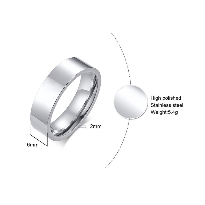 Chic Simple Women Rings Stainless Steel Plain Band 2/4/6/8/10mm Tube Shape Ring Candid Jewelry