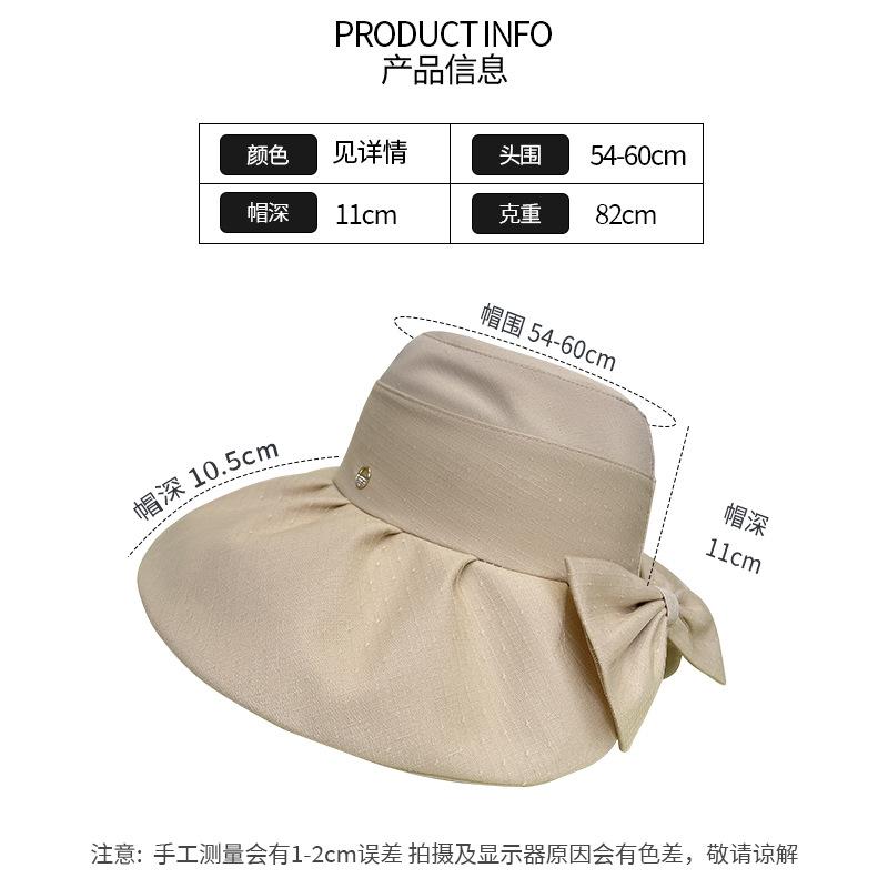 Small Standard Mesh Bow Bucket Hat Summer Idyllic Versatile Sunshade Basin Hat Outdoor Travel Vacation Beach Hat