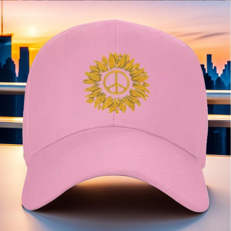 Cappellino da Baseball Girasole Segno di Pace Regolabile Unisex Casual da Esterno Cappello da Sole